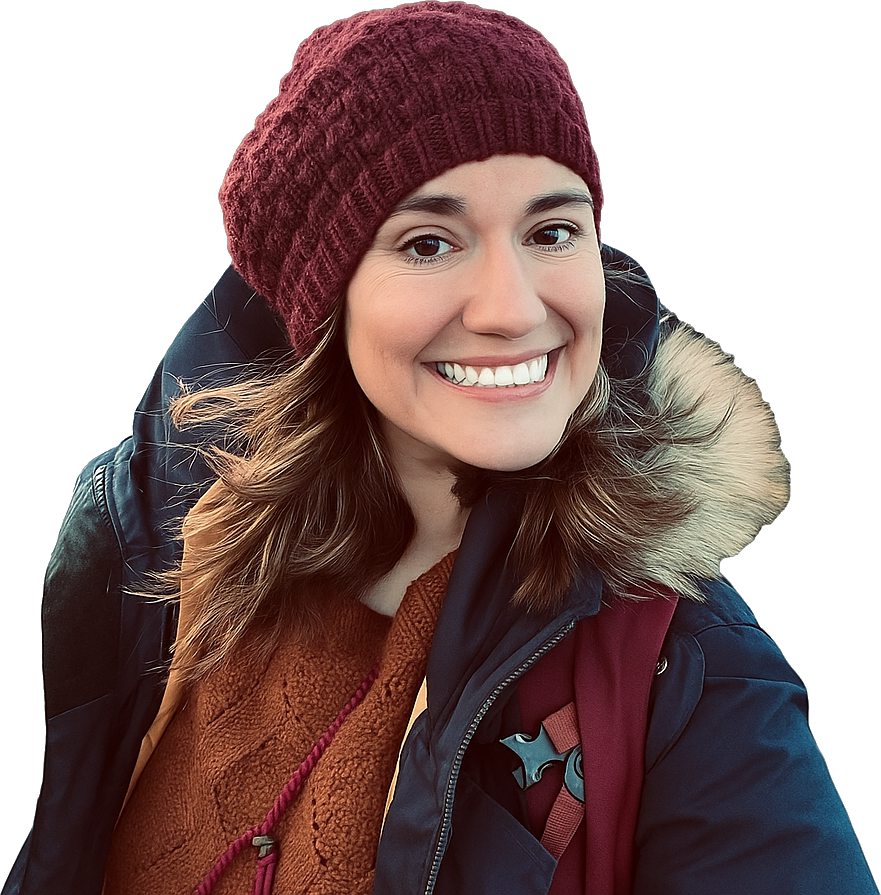 Cristina, online Spanish tutor and DELE examiner, teaching from her digital nomad camper.